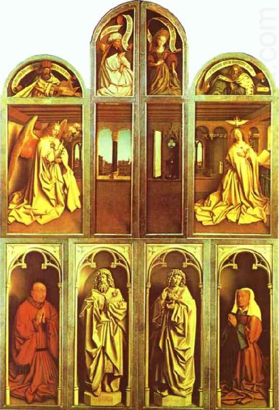 The Ghent Altarpiece with altar wings closed, Jan Van Eyck
